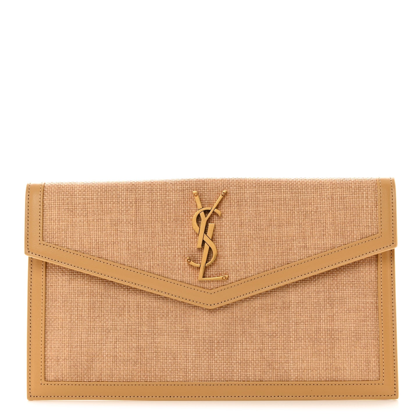 Micro Raffia Uptown Pouch Natural Hay Blush