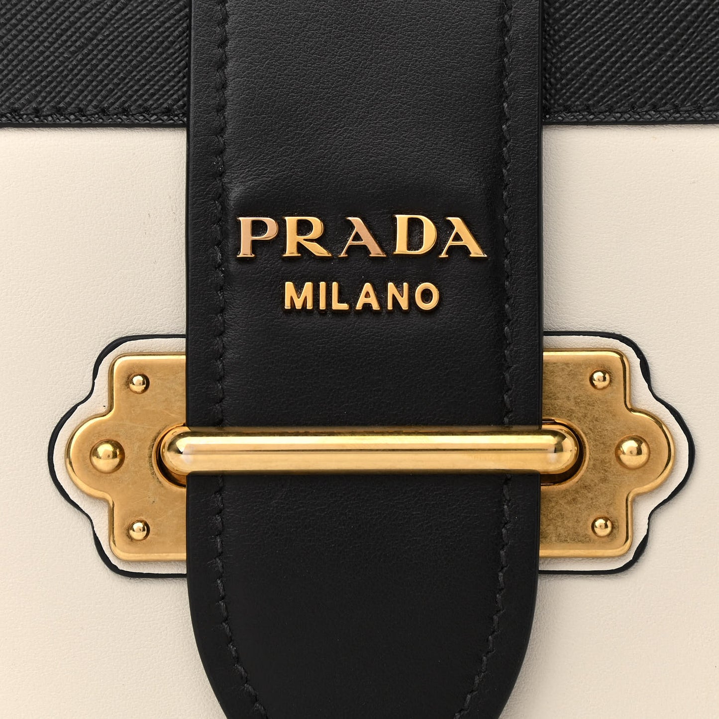 City Calfskin Saffiano Cahier Bag White Black