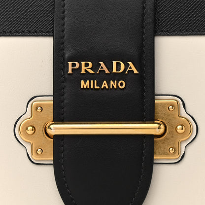 Prada City Calfskin Saffiano Cahier Bag White Black 9 of 9