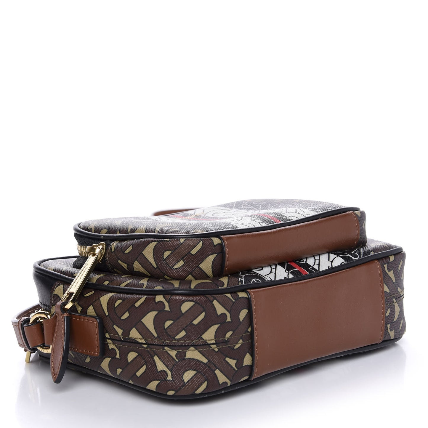 E-Canvas Monogram Stripe Camera Bag Bridle Brown