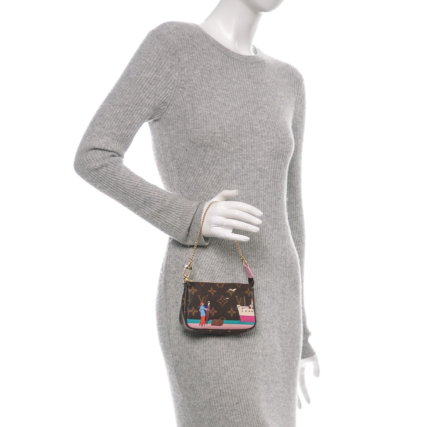 Louis Vuitton Monogram 2016 Christmas Animation Mini Pochette Accessories Rose Ballerine 2 of 6