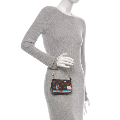 Louis Vuitton Monogram 2016 Christmas Animation Mini Pochette Accessories Rose Ballerine 2 of 6