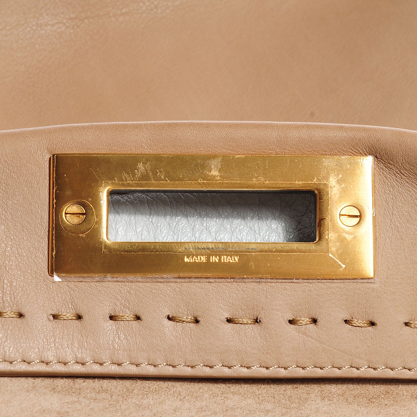 Vitello Saddle Cuoio Romano Selleria Large Peekaboo Iconic Satchel Fango Acqua