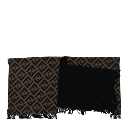 Fendi Wool Cashmere FF Print Poncho Tobacco Black 2 of 3