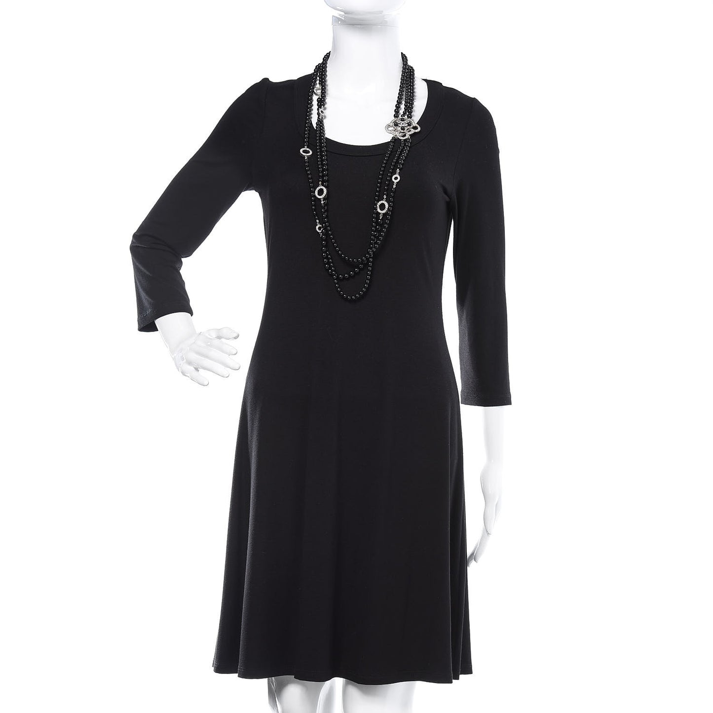 Beaded Crystal CC Triple Strand Necklace Black