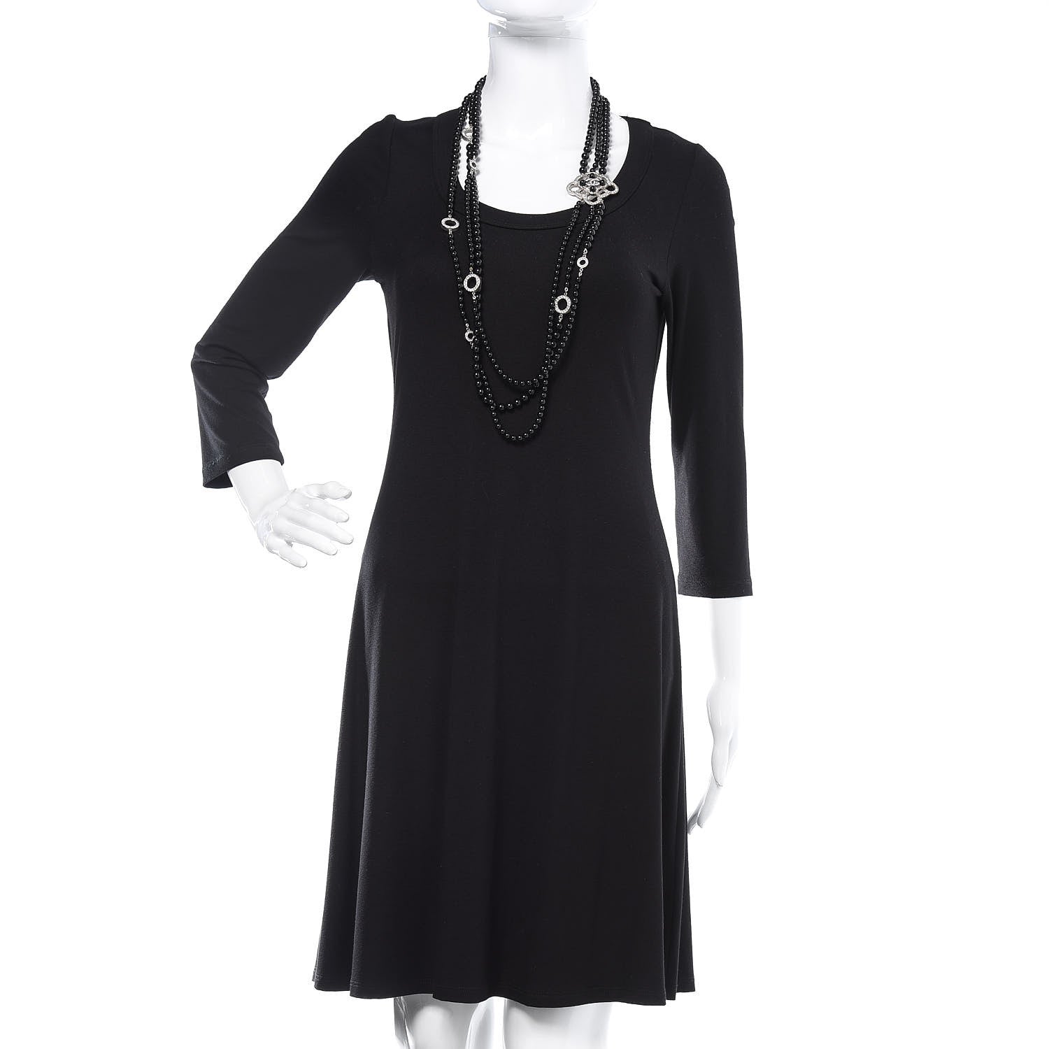 Chanel Beaded Crystal CC Triple Strand Necklace Black 2 of 6