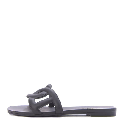 Hermes Rubber Aloha Sandals 36 Black 1 of 10