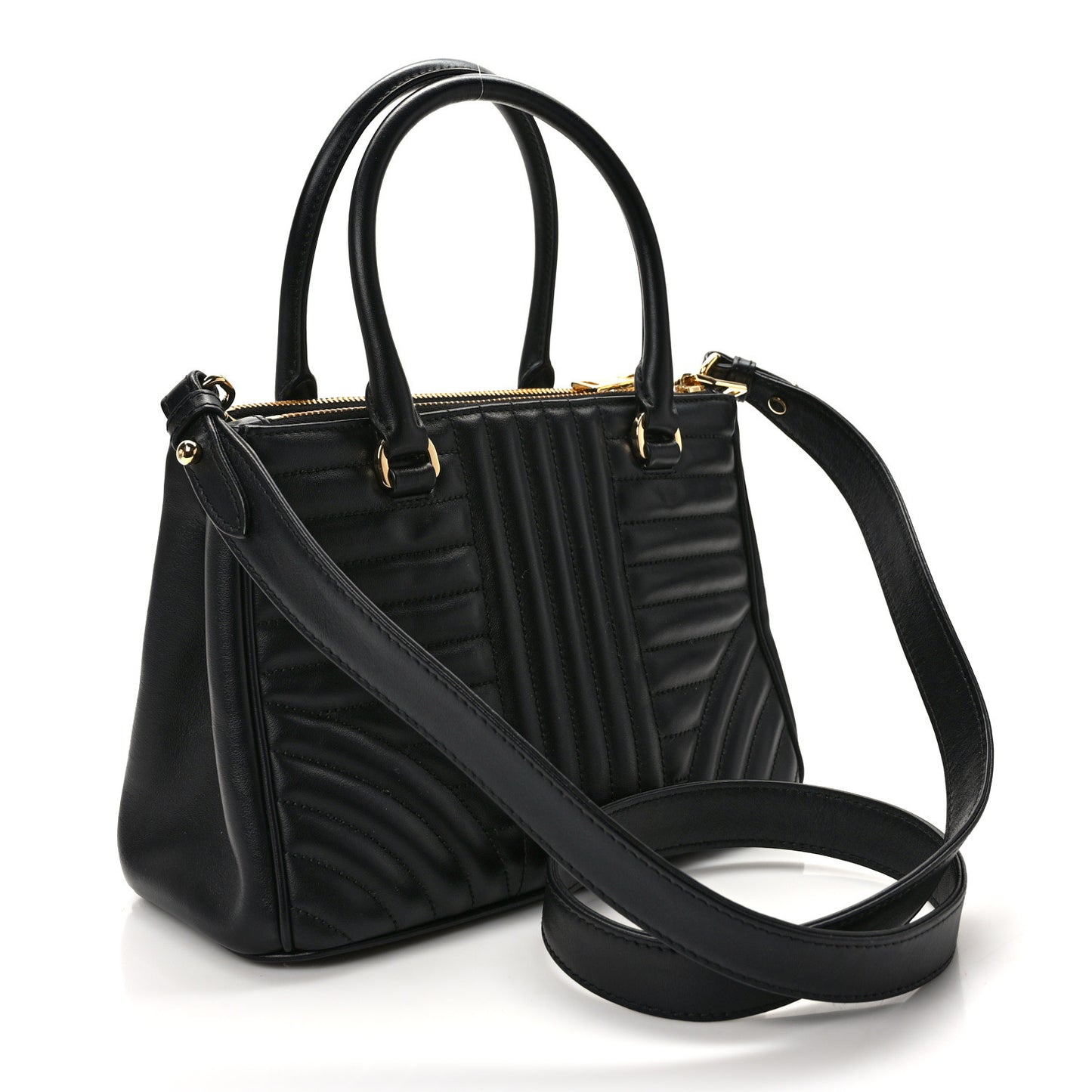 Soft Calfskin Diagramme Galleria Double Zip Tote Black