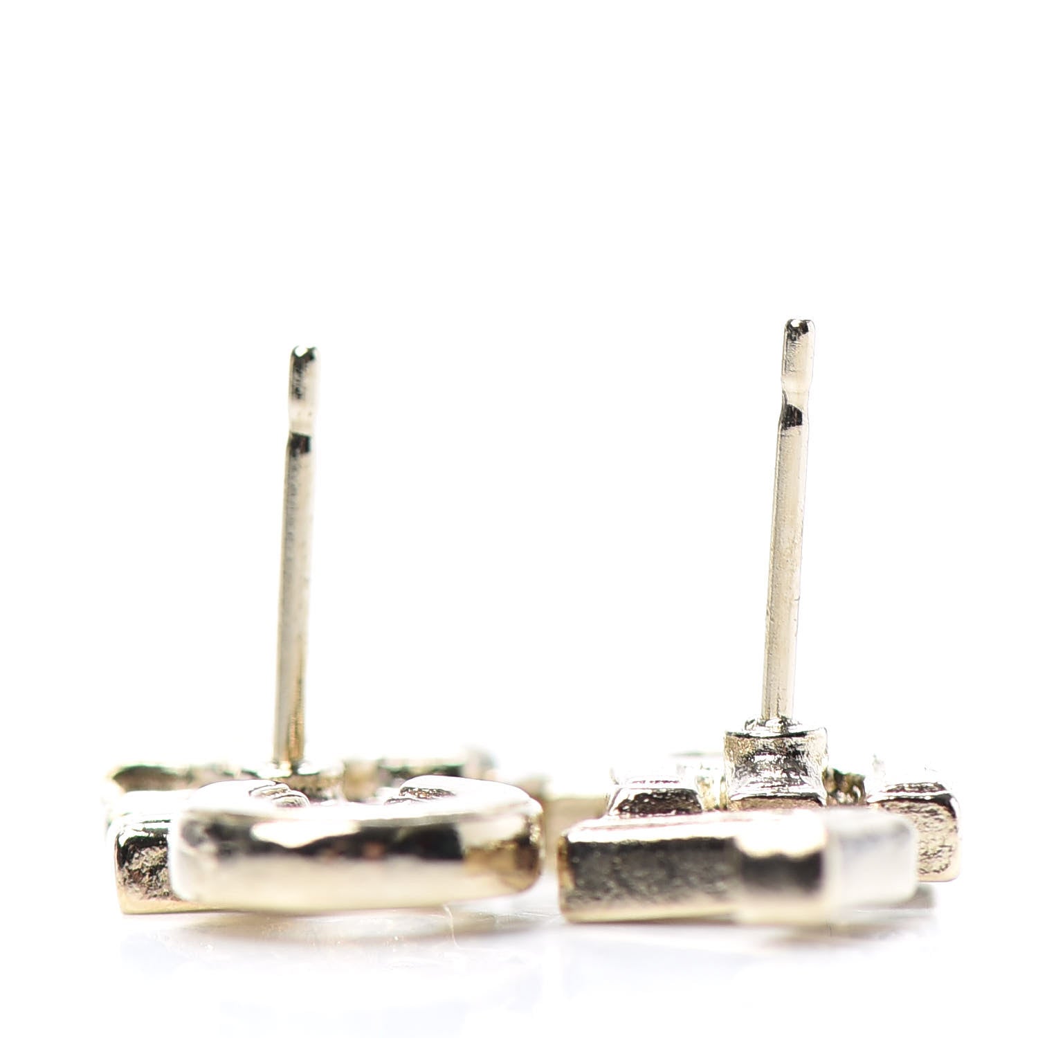 Chanel Crystal Pearl Signature Stud Earrings Gold 3 of 4