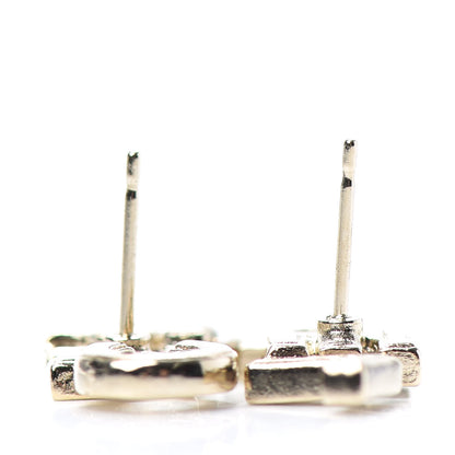 Chanel Crystal Pearl Signature Stud Earrings Gold 3 of 4