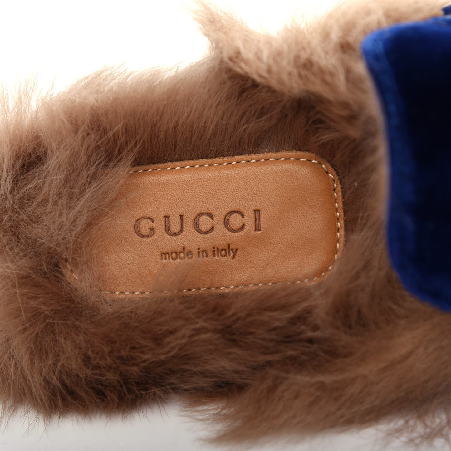 Velvet Fur Womens Princetown Slippers 36 Cobalt Blue