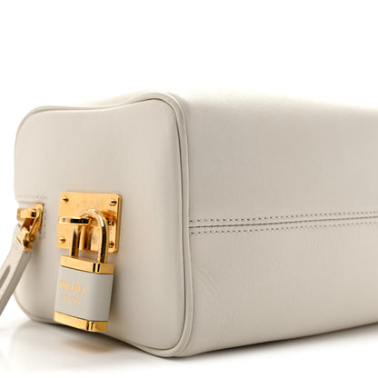 Prada Soft Grain Medium Top Handle Bag With Padlock Bianco 9 of 12