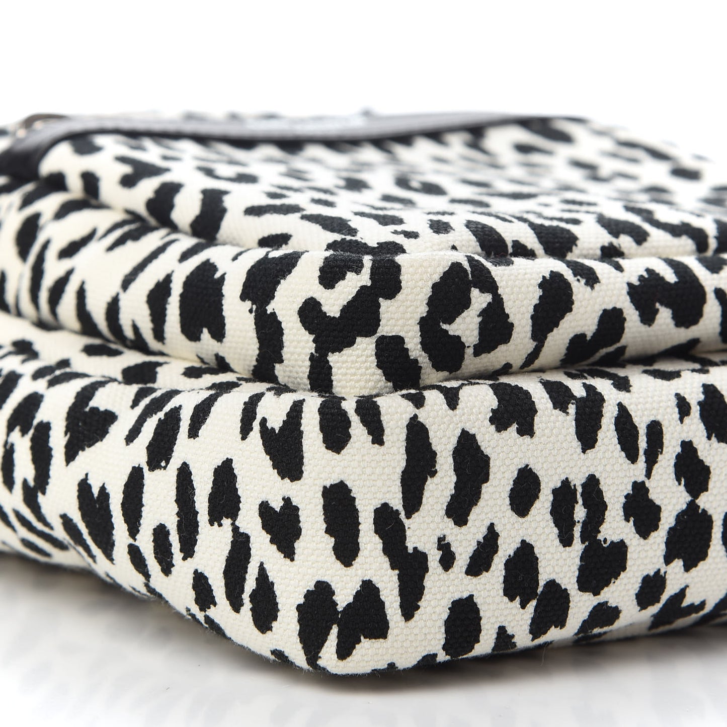 Canvas Leopard Print Sid Messenger Bag Black White