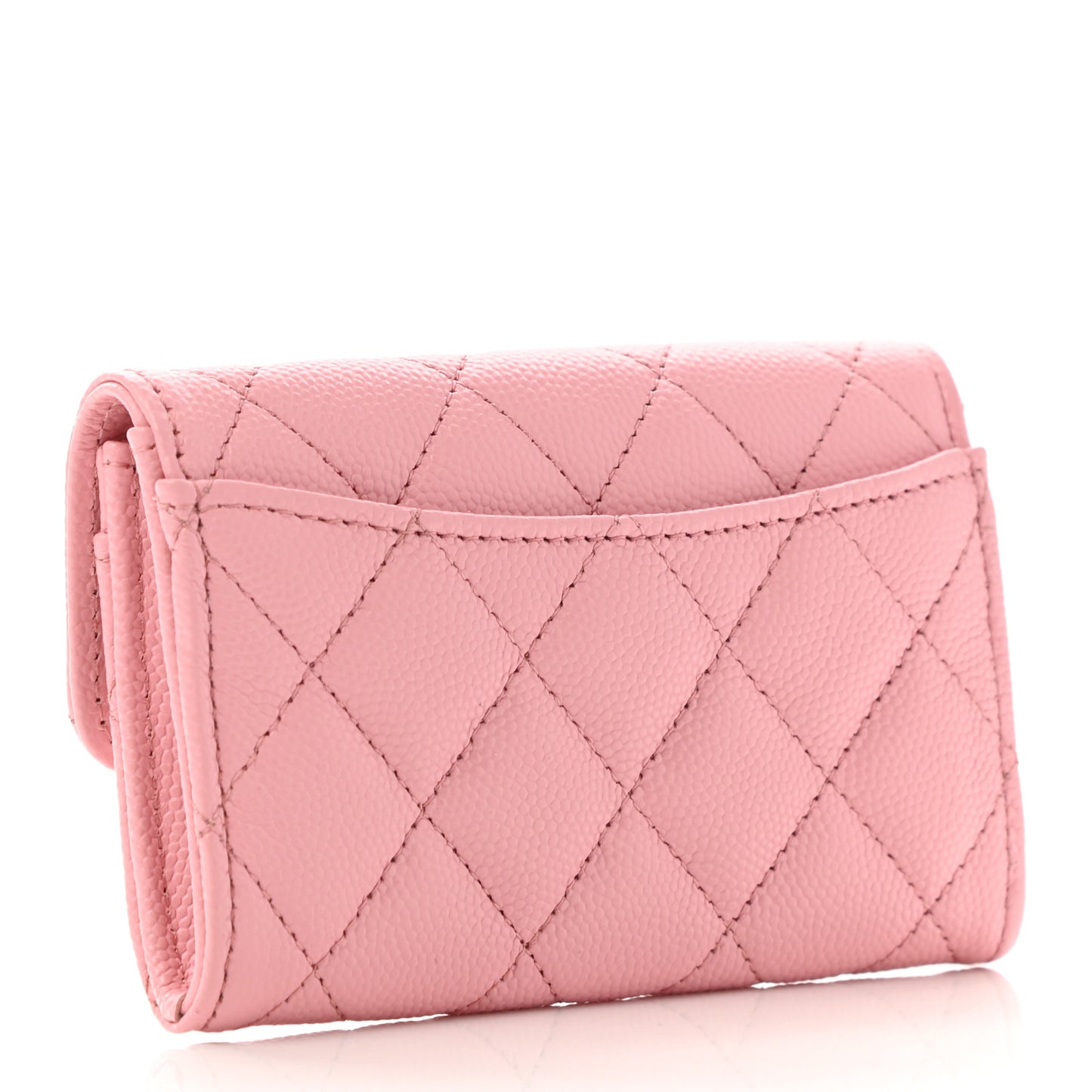 Caviar Quilted Flap Card Holder Wallet Light Pink