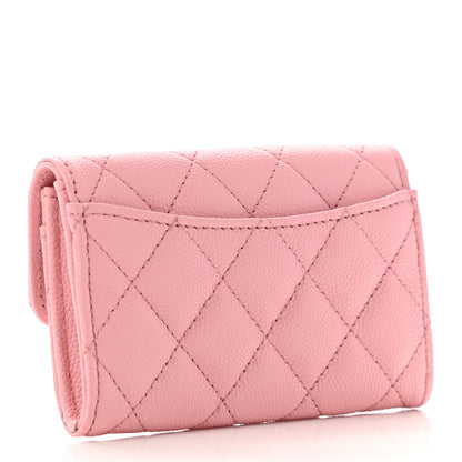 Chanel Caviar Quilted Flap Card Holder Wallet Light Pink 3 of 8