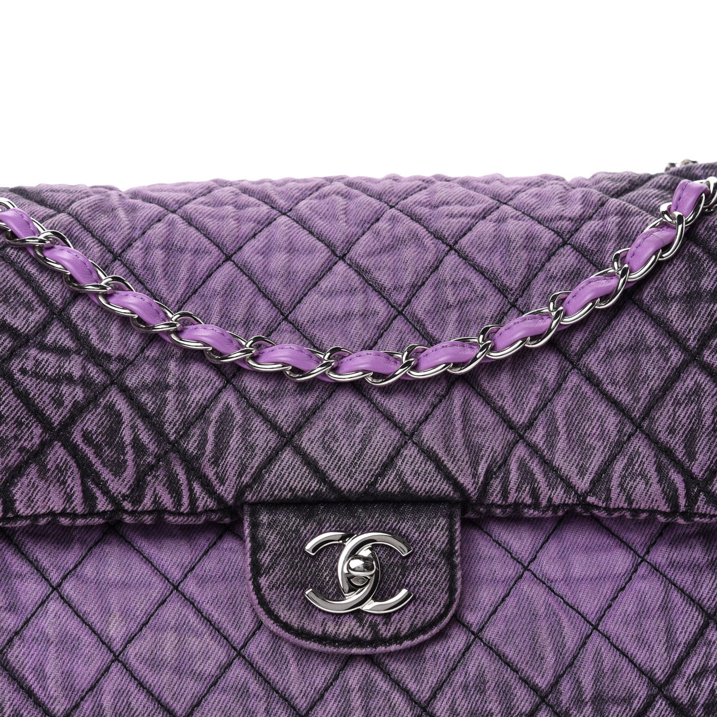 Denim Quilted Denimpression Flap Purple Black