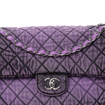 Chanel Denim Quilted Denimpression Flap Purple Black 10 of 10