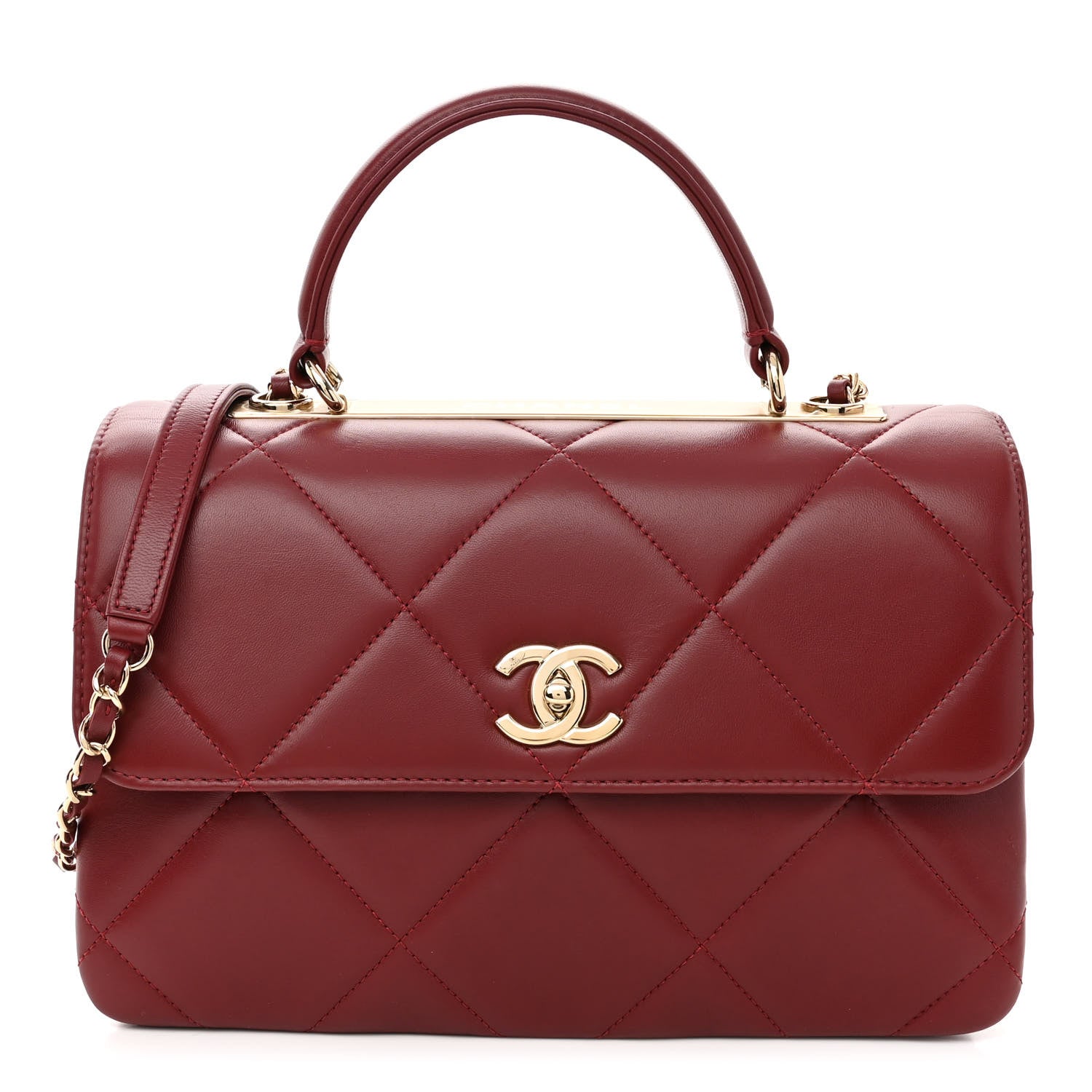 Chanel Lambskin Quilted Medium Trendy CC Flap Dual Handle Bag Burgundy 1 of 9