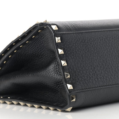 Valentino Garavani Grained Calfskin Rockstud Flip Lock Tote Black 8 of 9
