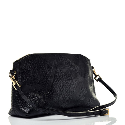 Burberry Signature Grain Calfskin Check Embossed Small Chichester Crossbody Clutch Bag Black 3 of 9