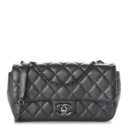 Chanel Metallic Calfskin Quilted Medium CC Eyelet Flap Dark Silver 1 of 11
