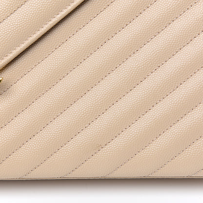 Saint Laurent Grain De Poudre Matelasse Chevron Large Monogram Satchel Nude Powder 9 of 11