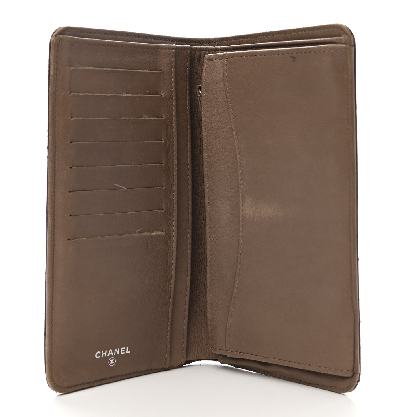 Lambskin Quilted Yen Wallet Dark Brown