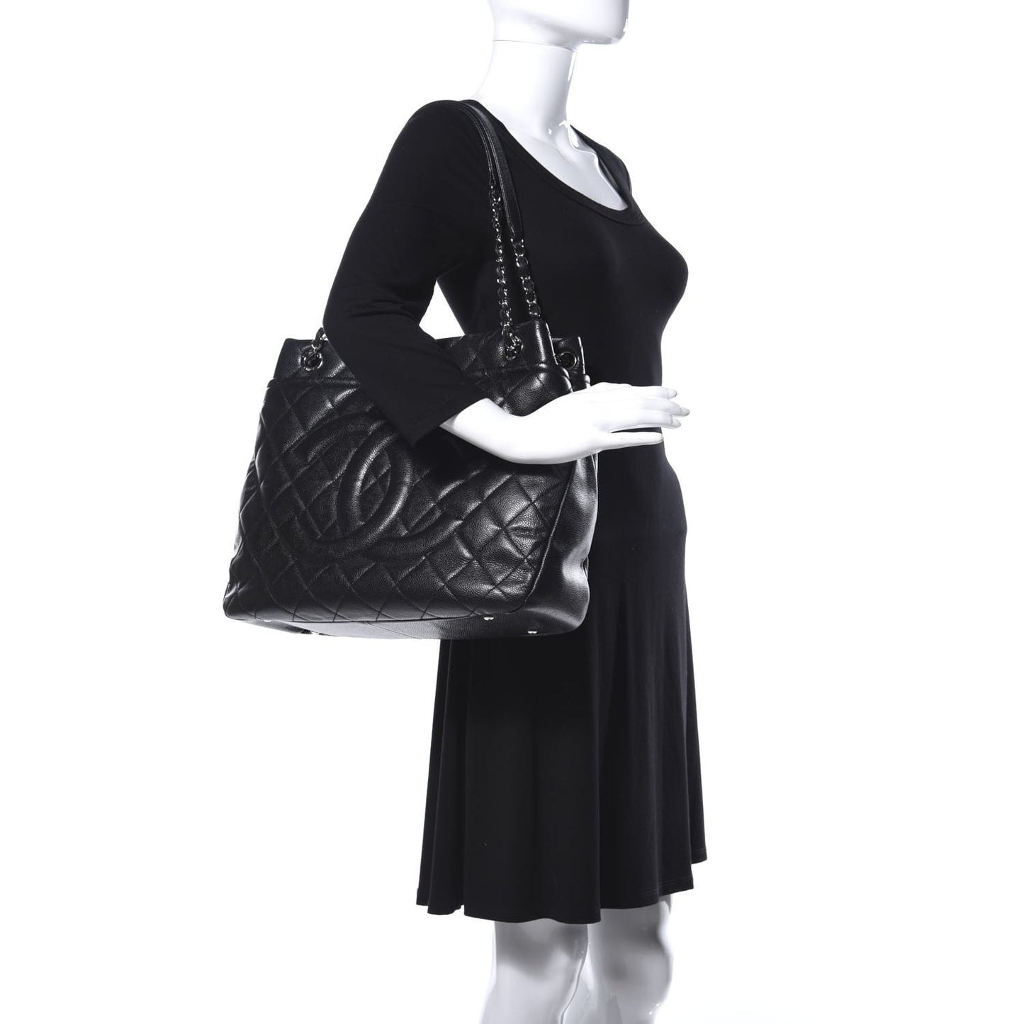 Caviar Quilted Timeless CC Soft Tote Black