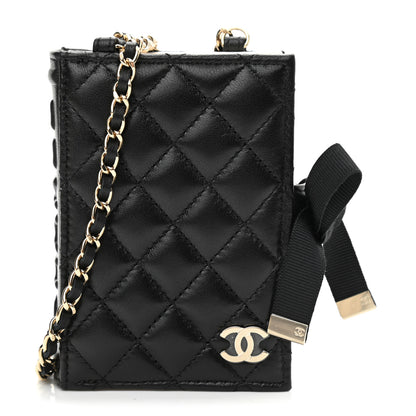 Chanel Lambskin Quilted Book Card Holder on Chain Black 1 of 11