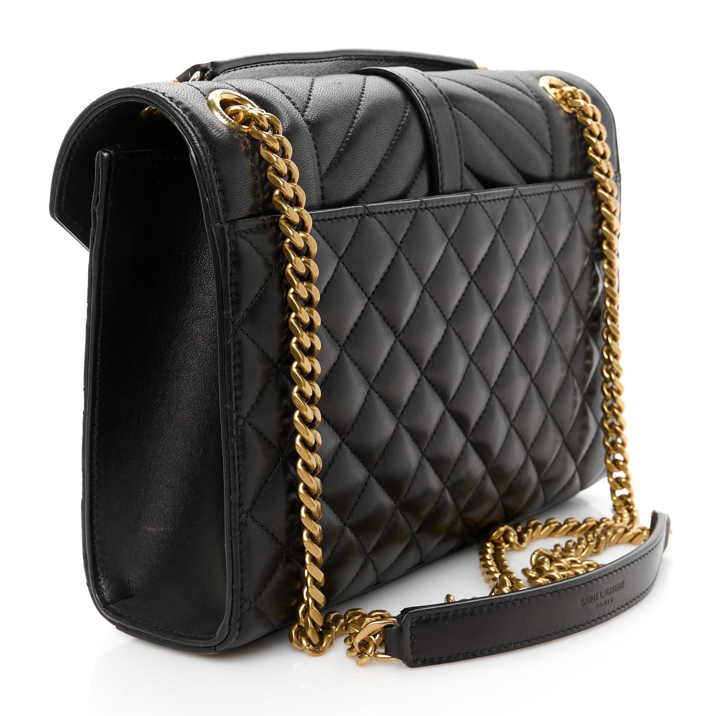 Lambskin Mixed Matelasse Triquilt Medium Monogram Satchel Black