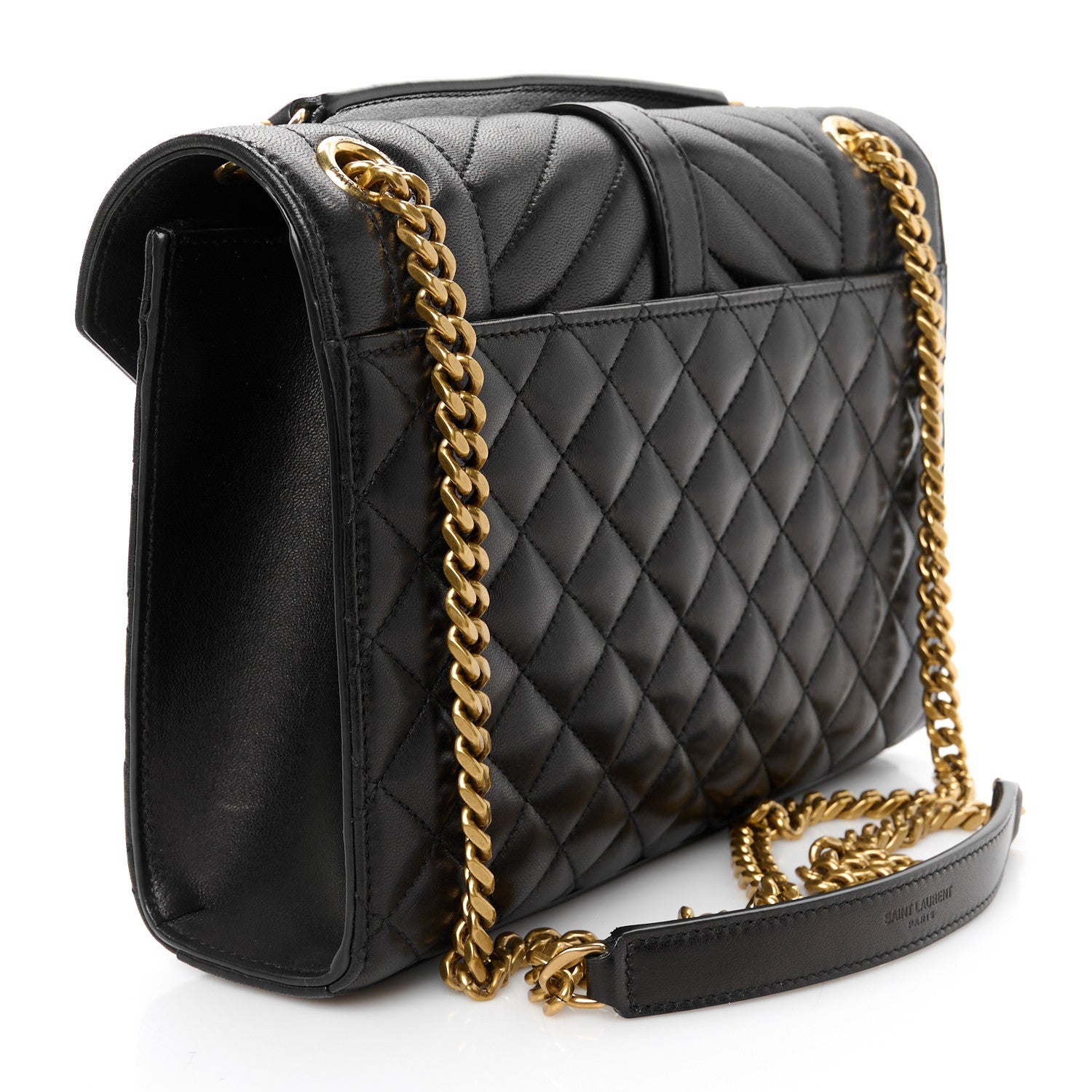 Saint Laurent Lambskin Mixed Matelasse Triquilt Medium Monogram Satchel Black 3 of 11
