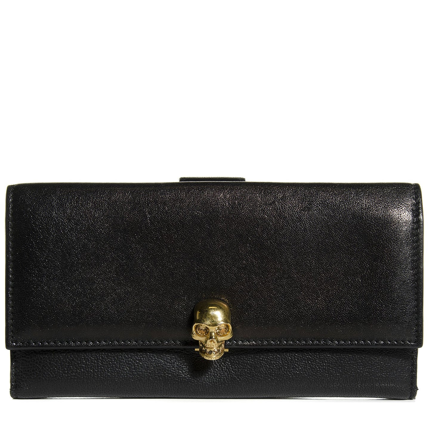 Calfskin Skull Continental Wallet Black