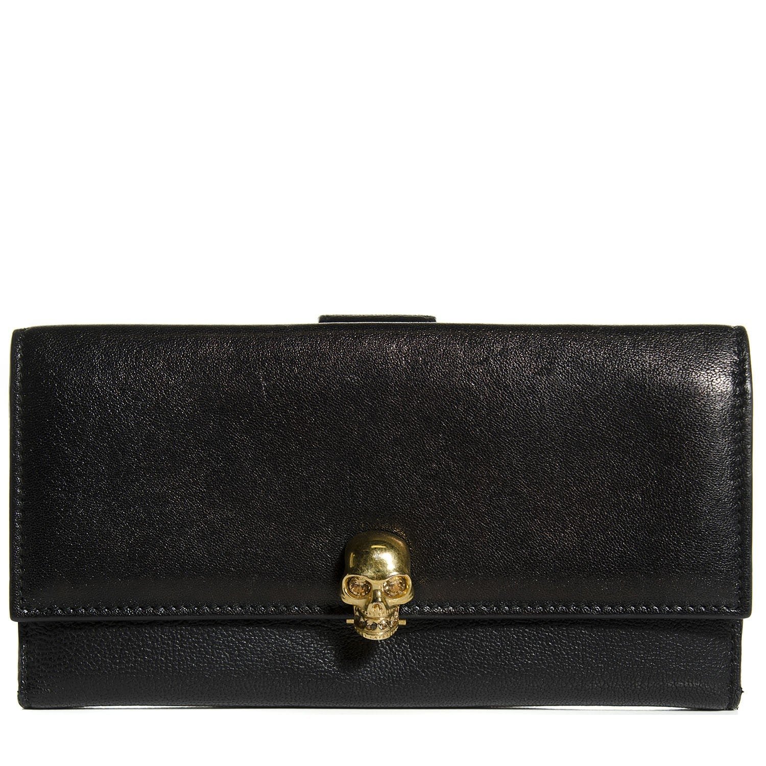 Alexander McQueen Calfskin Skull Continental Wallet Black 1 of 8