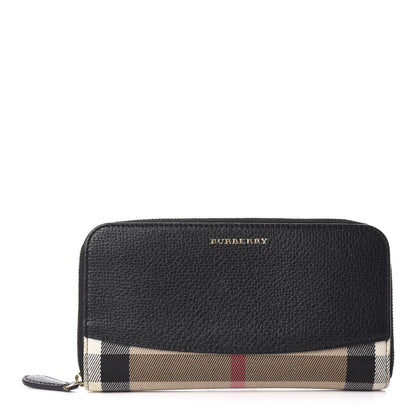 Burberry Calfskin House Check Elmore Zip Around Wallet Black 1 of 7