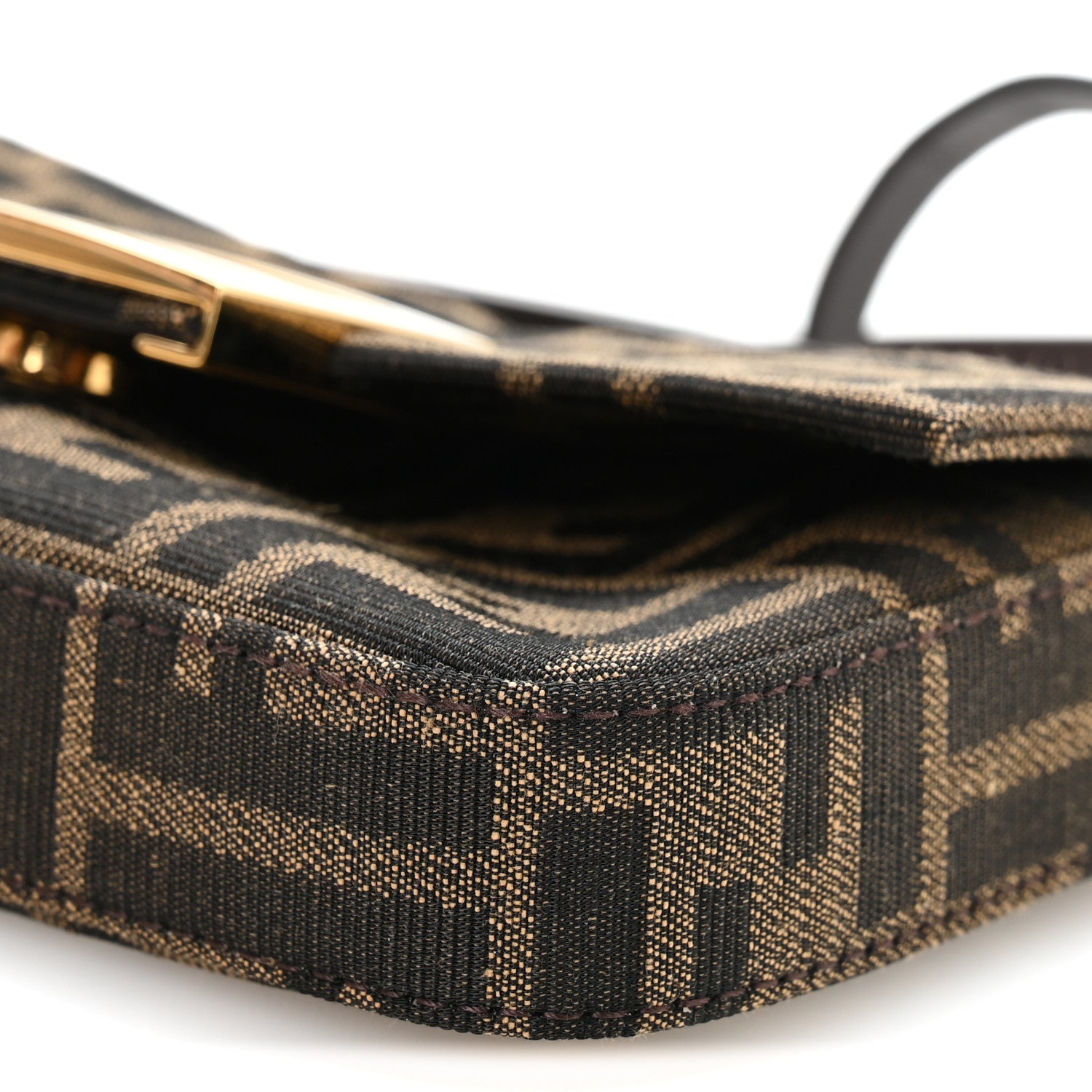 Fendi Fabric Jacquard FF 1974 Phone Baguette Tobacco Moro 10 of 11