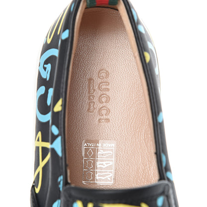 Gucci Calfskin GucciGhost Print Womens Slip On Sneakers 37.5 Black New Acquamarine 7 of 8