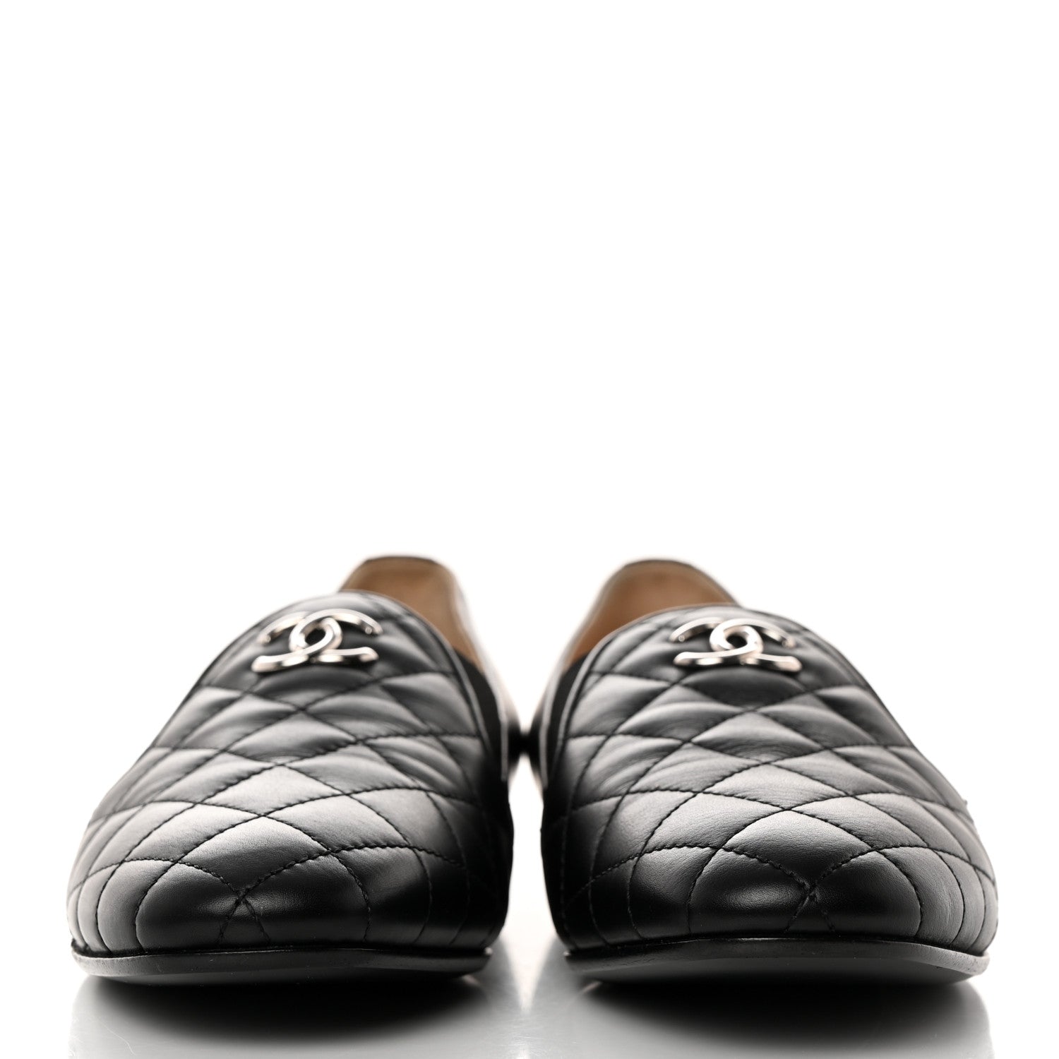 Chanel Calfskin Quilted CC Moccasin Loafers 36 Black 2 of 9