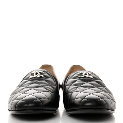 Chanel Calfskin Quilted CC Moccasin Loafers 36 Black 2 of 9