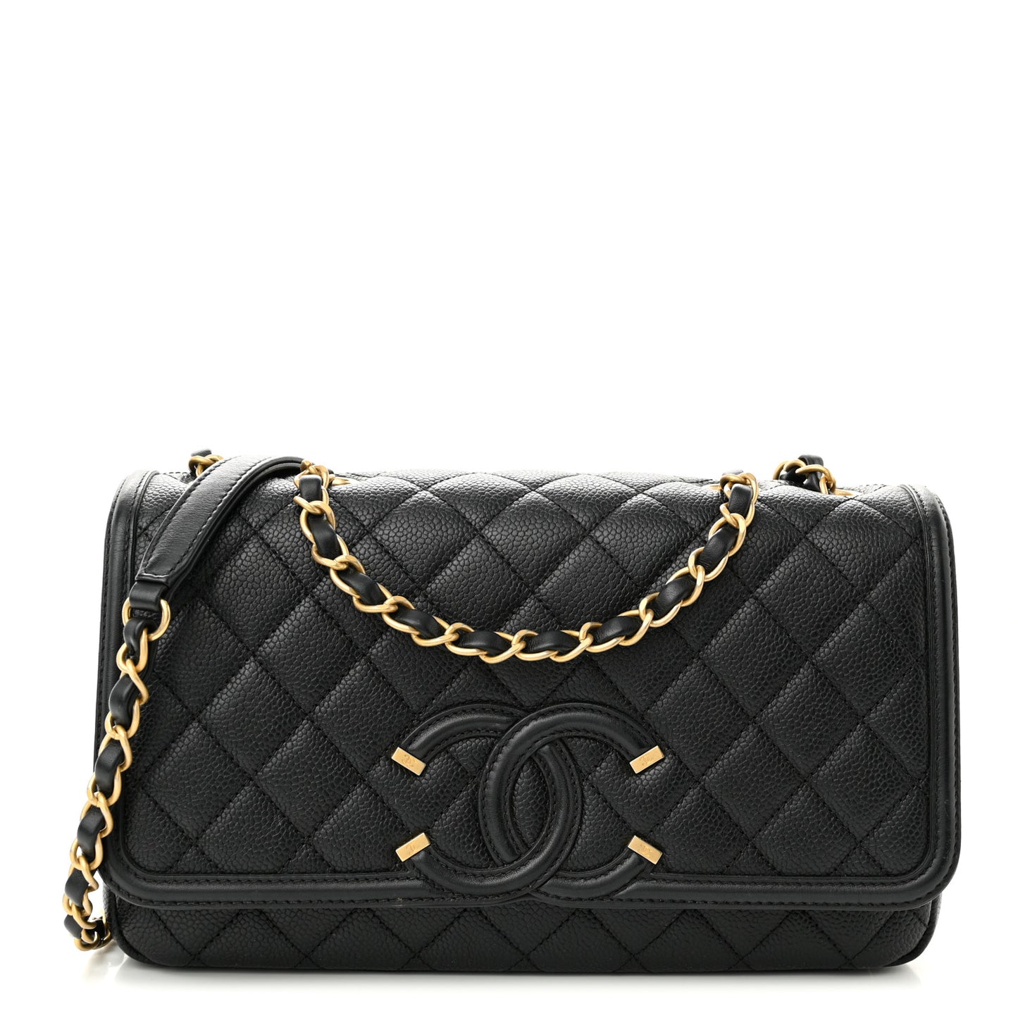 Caviar Quilted Medium CC Filigree Flap Black