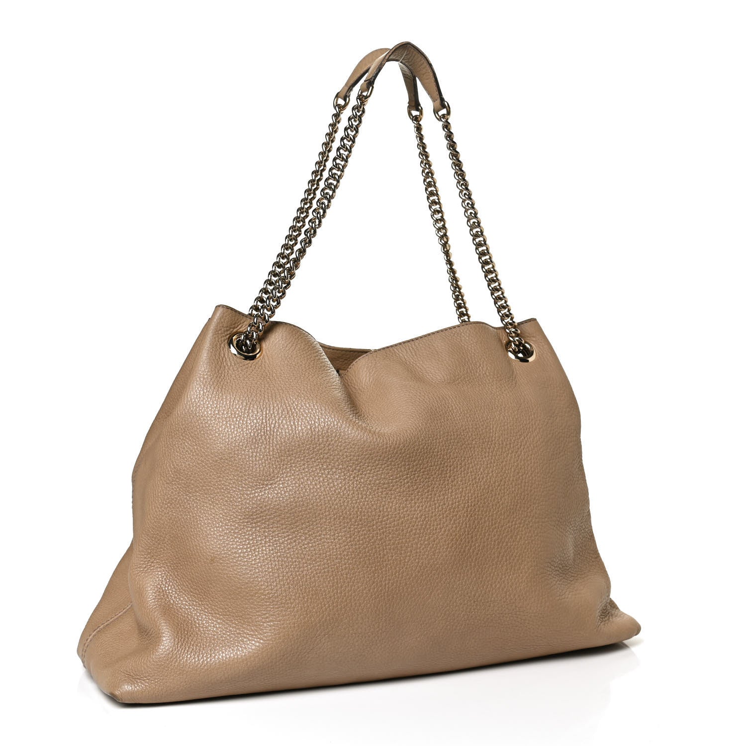 Gucci Pebbled Calfskin Large Soho Chain Shoulder Bag Nude 3 of 13