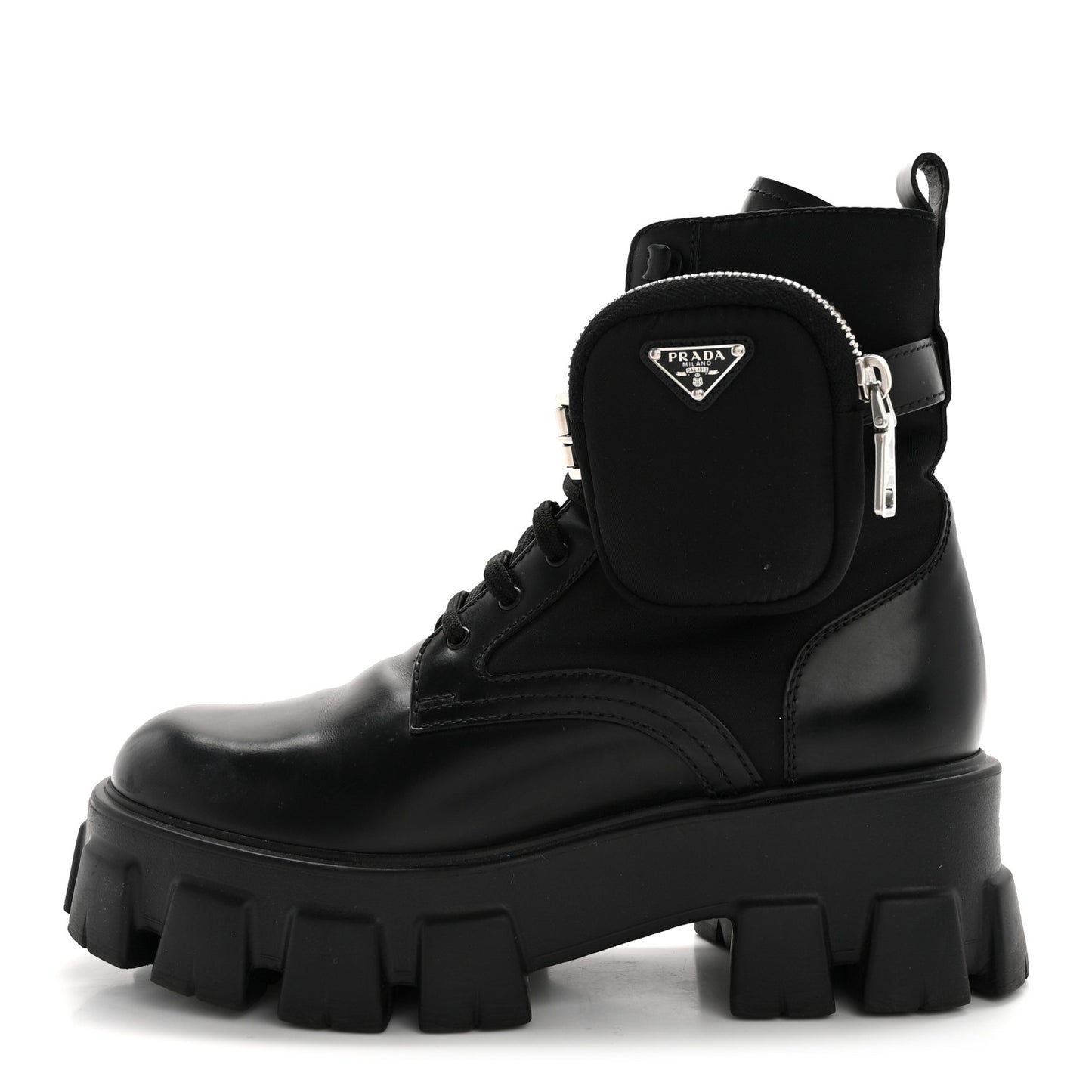 Spazzolato Rois Re-Nylon Metal Triangle Logo Monolith Pouch Pocket 55mm Boots 38.5 Black