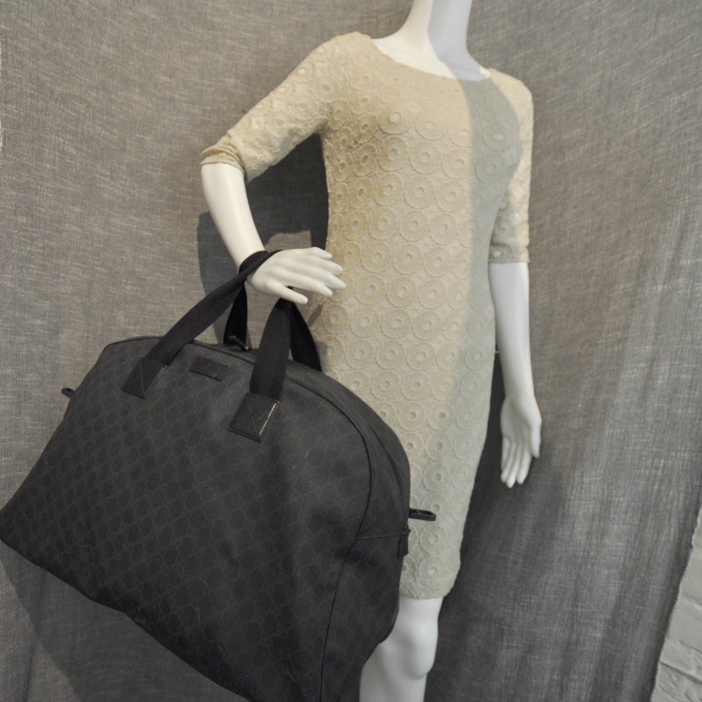 GG Supreme Monogram Large Duffle Black Grey