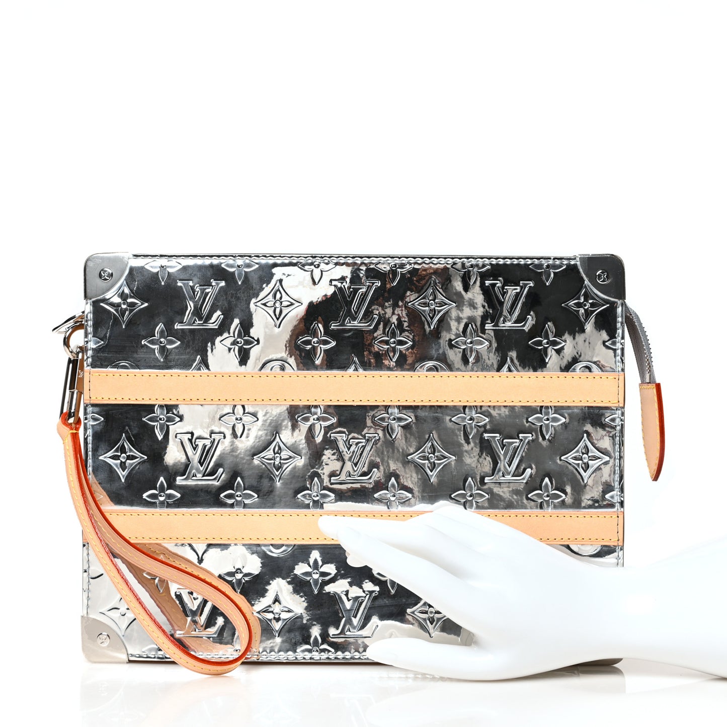 Monogram Mirror Trunk Pouch Silver