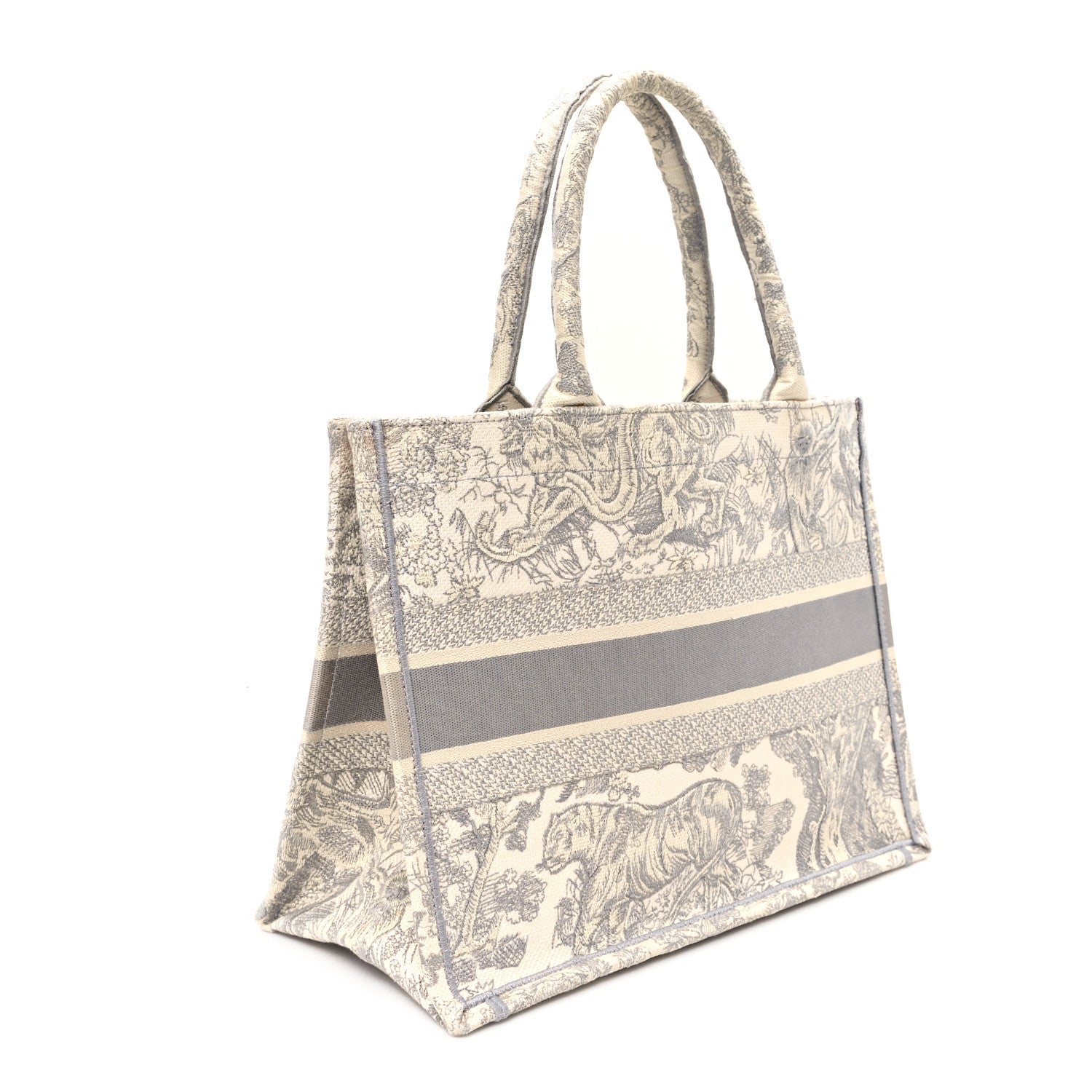 Christian Dior Canvas Embroidered Medium Dioriviera Toile De Jouy Book Tote Gray 3 of 12