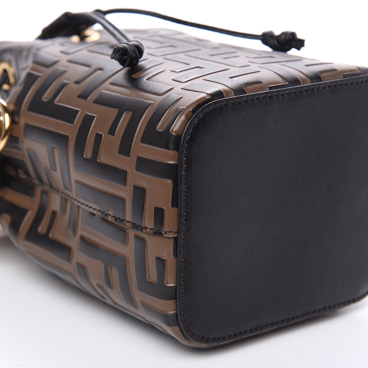 Vitello Liberty F is Fendi Bi-Color FF 1974 Embossed Mini Mon Tresor Bucket Bag Maya Black