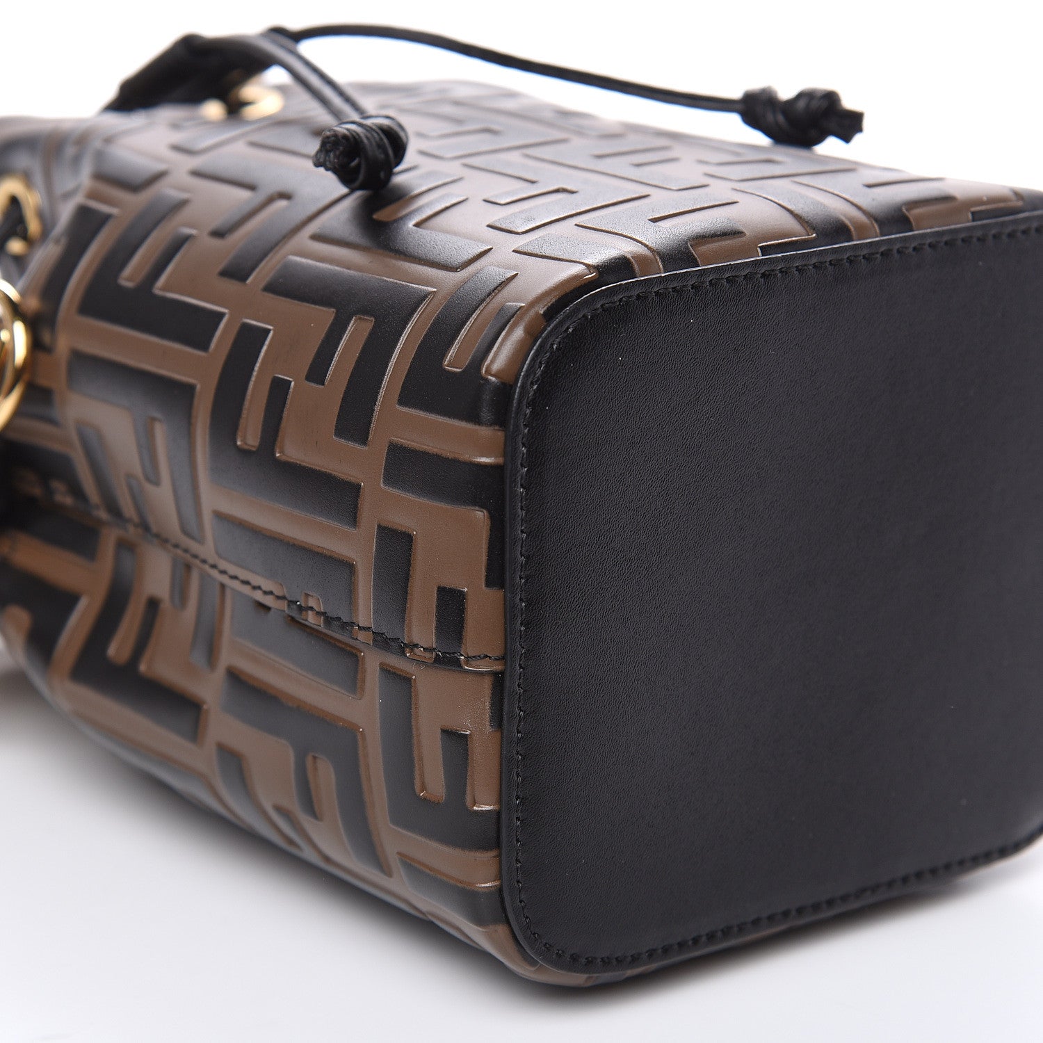 Fendi Vitello Liberty F is Fendi Bi-Color FF 1974 Embossed Mini Mon Tresor Bucket Bag Maya Black 8 of 9