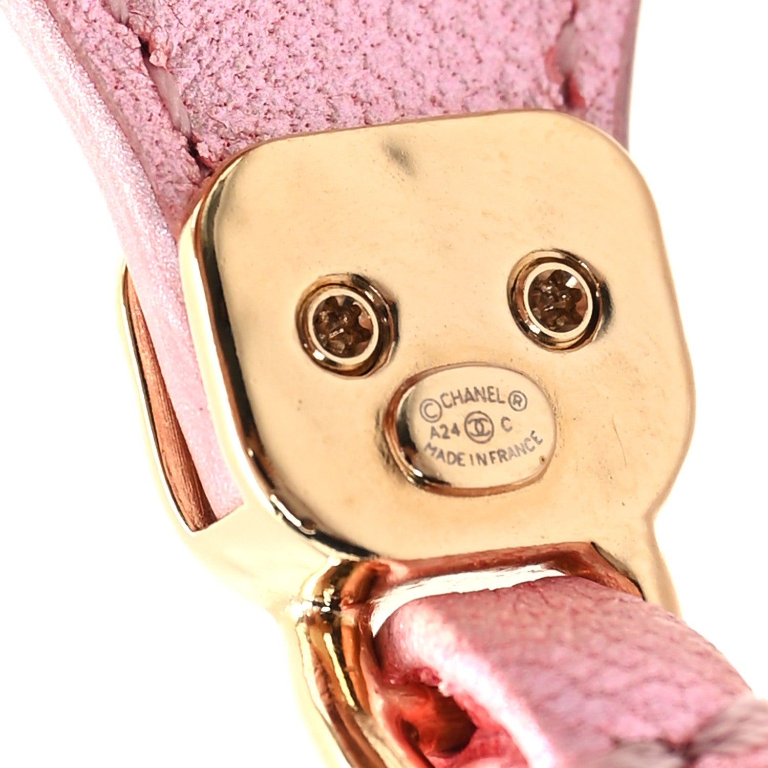 Chanel Iridescent Lambskin Metal Chain Belt M Light Pink 1688786