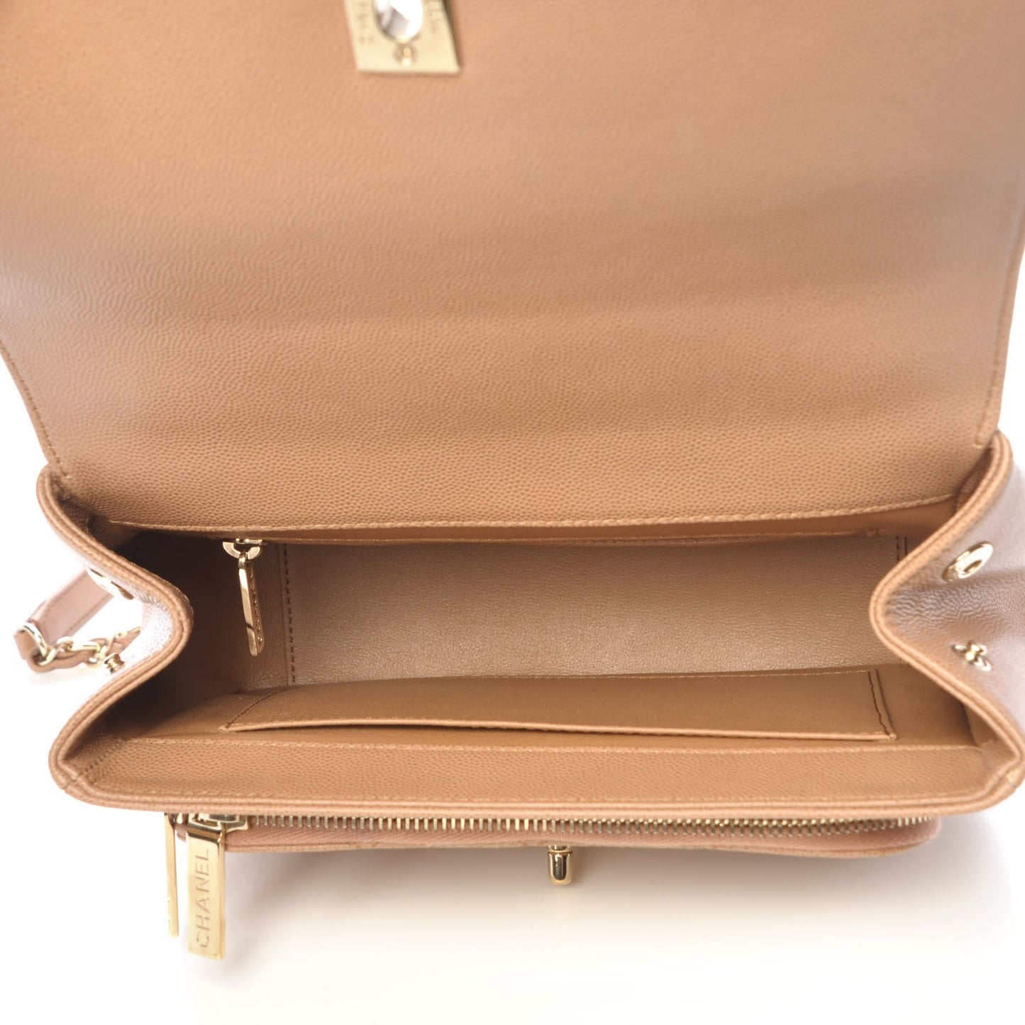 Caviar Quilted Small Business Affinity Flap Camel