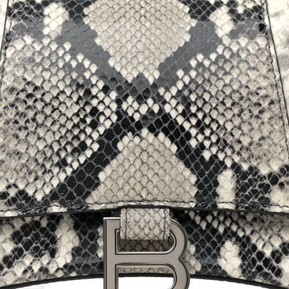 Balenciaga Calfskin Snake Effect Small Hourglass Top Handle Bag Black White 8 of 11