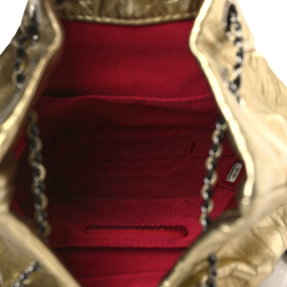 Chanel Metallic Aged Calfskin Quilted Small Gabrielle Bucket Gold 5 of 9